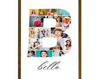 Letter B Photo Collage Template, Drag And Drop Photo, Fillable Letter, Alphabet Storyboard Memorial, Drag And Drop Letters Collage, Canva
