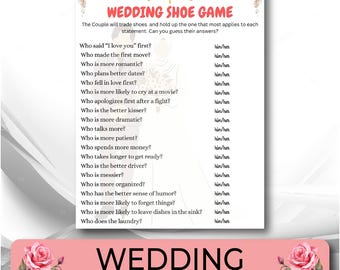 Editable Wedding Shoe Game Template, Couples Shower Games, Bridal Game, Engagement Party Game, Wedding Shower Games, couples shoe game