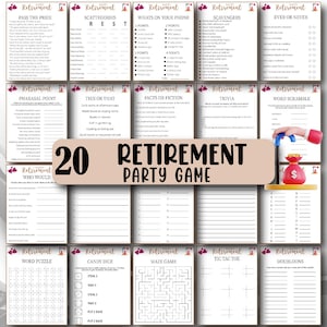 Lot de 20 jeux de fête pour les personnes âgées, Jeux de retraite amusants, Activité de retraite, Jeu d'adieu au bureau, Jeux amusants pour personnes âgées