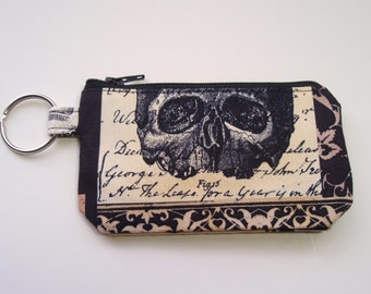 Weathered Skulls Zipper Pouch Small Coin Purse or Dice Bag