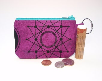 Purple Space Magic Crop Circles Zipper Pouch Small Coin Purse or Dice Bag