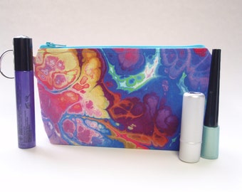 Rainbow Pour Paint Small Zipper Cosmetic Pouch