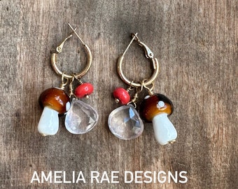 Juicy quartz & shroom earrings