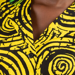 Short Sleeve Button-Up Shirt  & Shorts Set  – with Aboriginal Art Print - Megan Kennedy main image 0