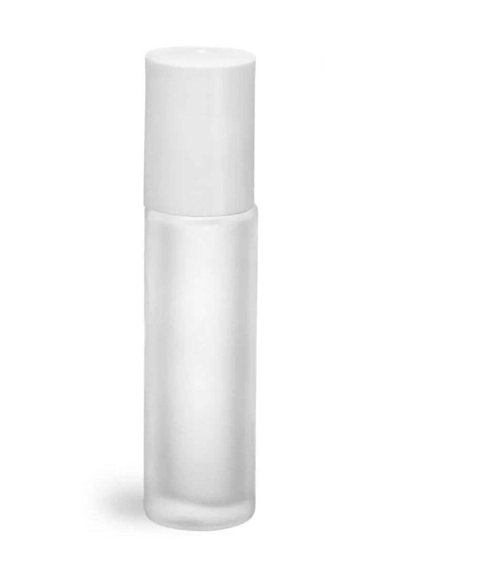 Frosted Glass Roll On Containers (.35 oz| 10.35 ml) White or Black (12 Units)