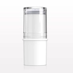 May include: A white and clear plastic lipstick tube with a silver top.