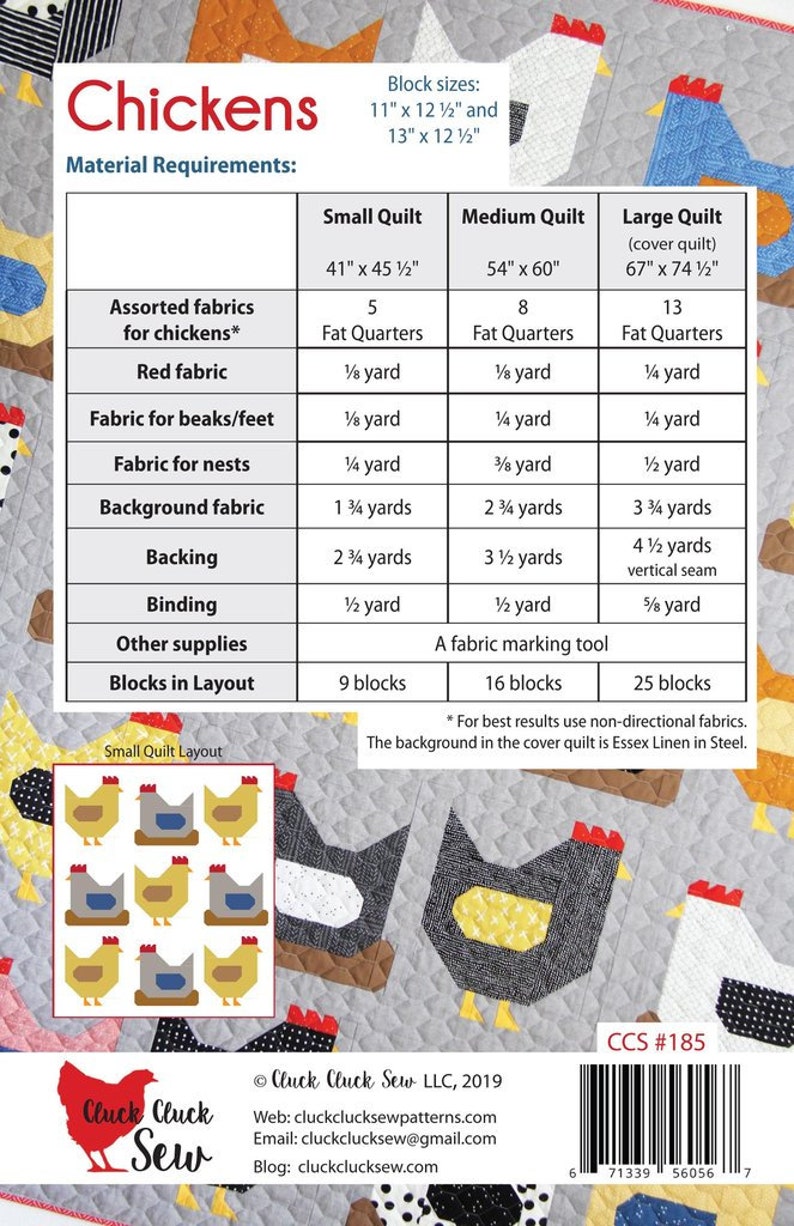 Chickens Quilt Pattern, PDF 画像 2