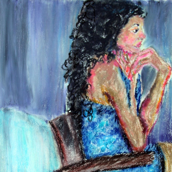 Expecting-  Original Oil Pastel Painting -  14" x 20"