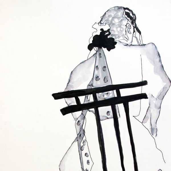 Figure II- Original Ink Figure Drawing 18" x 24" Life drawing