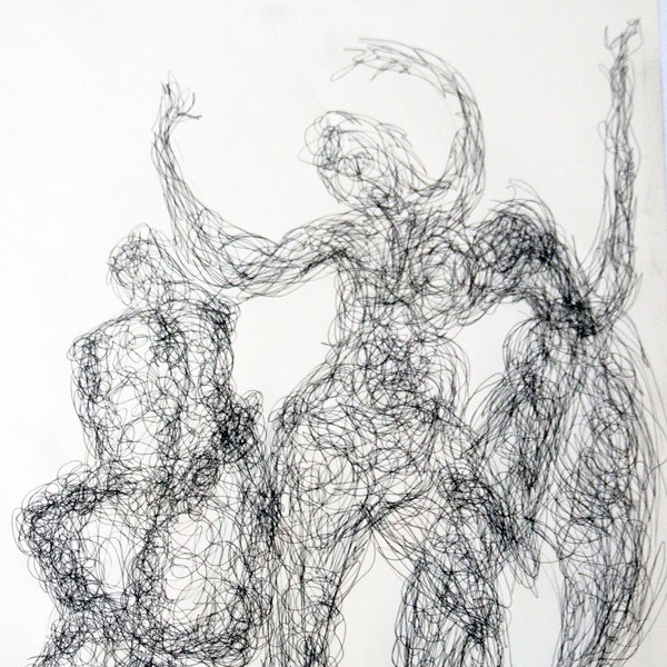 Dancers -  Original 18" x 24" gesture drawing. movement, free, dance