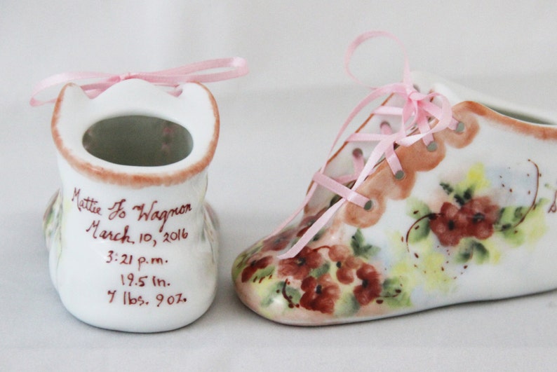 Porcelain Baby Shoe Personalized Baby Girl Bootie 100 Etsy