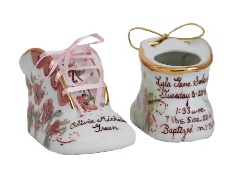 Porcelain Baby Shoe Personalized Baby Boy Bootie 100 Hand Painted