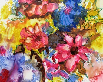 Colorful Flowers Watercolor Print - Set of 8 Notecards - 5x7 -  from original watercolor painting