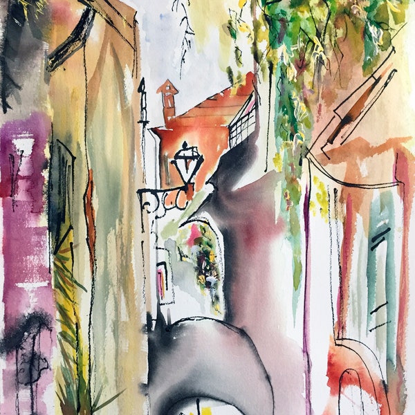 Bellagio, Lake Como Italy-  Set of 8 Notecards - 5x7 -  from original watercolor painting.