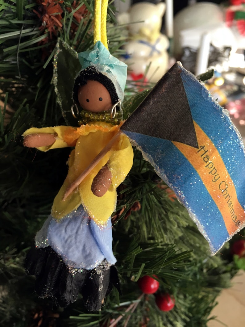 Christmas tree trim Native doll handcrafted holiday hostess gift Island Christmas The Bahamian Fairy Keepsake ornament cultural art doll