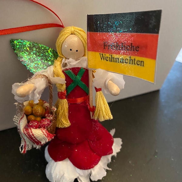 German Christmas Fairy, Fröhliche Weihnachten, O Tannenbaum, Weihnachtsbaum, Xmas ornament, personalized gift, heritage keepsake