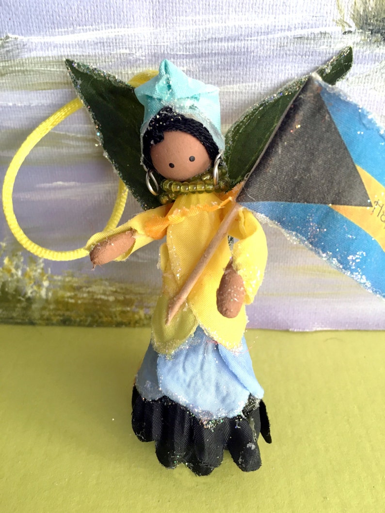 Christmas tree trim Native doll handcrafted holiday hostess gift Island Christmas The Bahamian Fairy Keepsake ornament cultural art doll