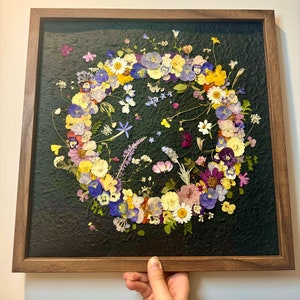 Handmade Pressed Flower Wall Art: Monet Garden Botanical