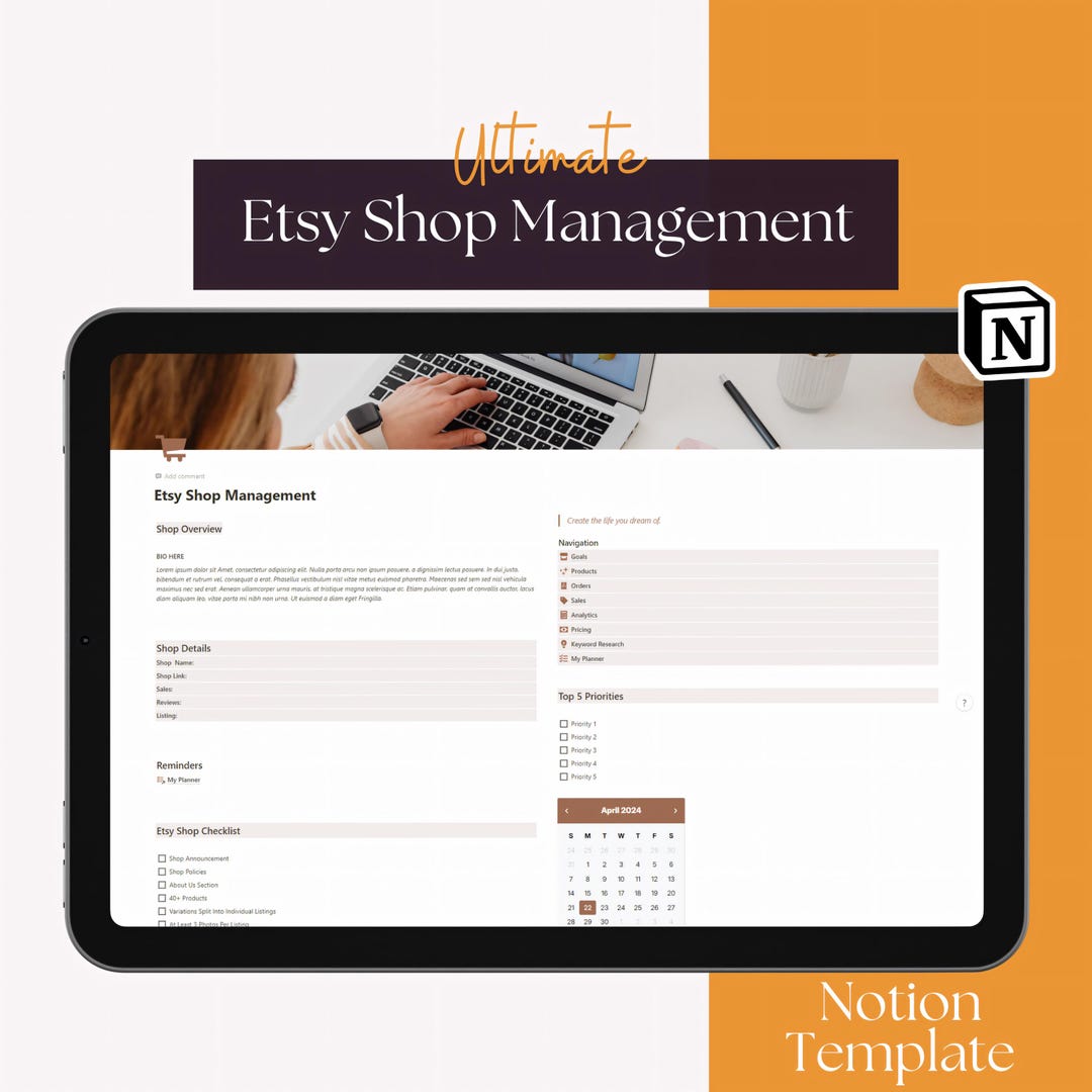 Ultimate Etsy Shop Management Notion Template | Etsy Store Planner ...