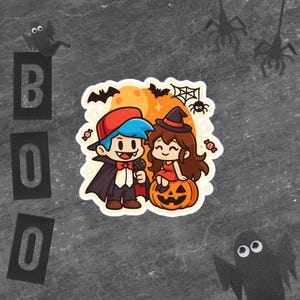 Pegatina de Halloween de novio y novia inspirada en FnF