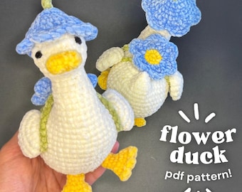Patrón PDF de pato de flor de crochet / peluche amigurumi