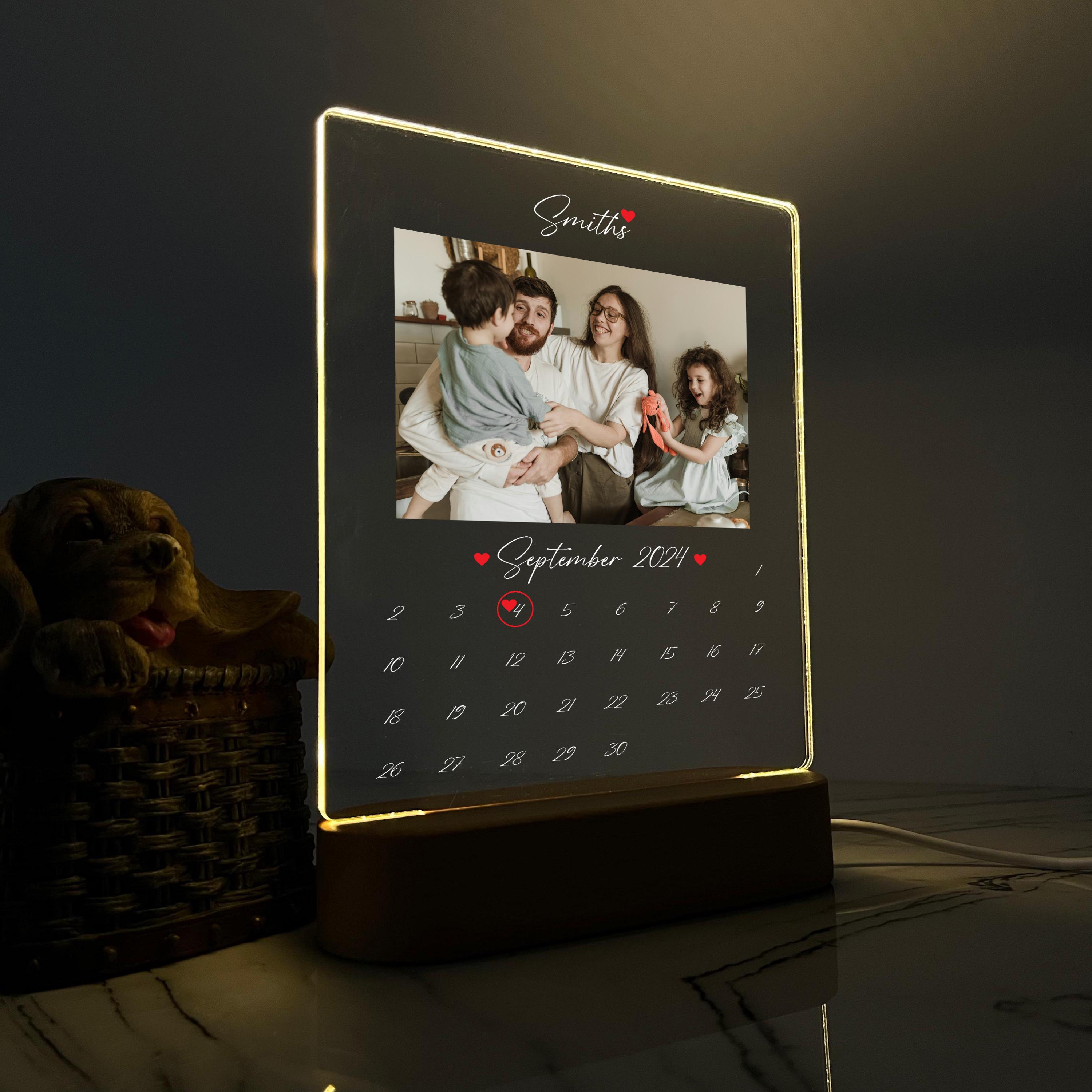 Custom LED Calendar Plaque With Photo, Personalized Anniversary Gift ...