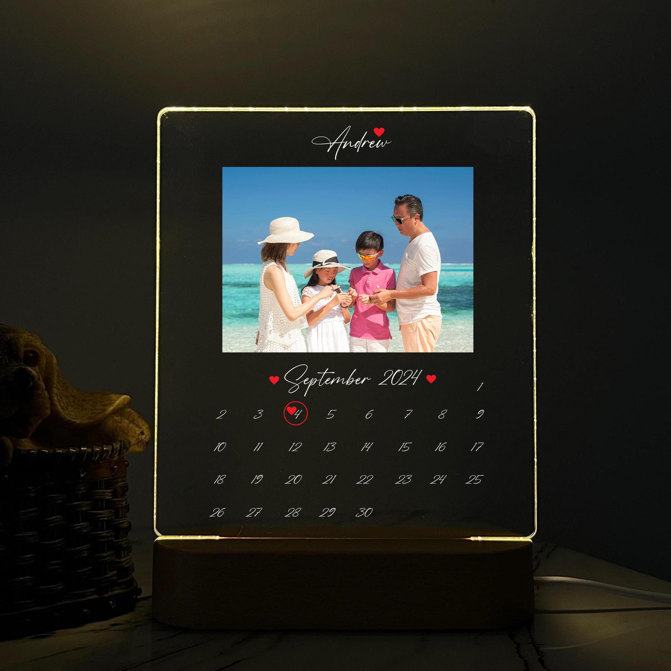 Custom LED Calendar Plaque With Photo, Personalized Anniversary Gift ...