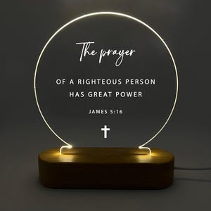 Custom Bible Verse LED Night Light • Christian Gift • Religious Acrylic Lamp • Prayer Decor with James 5:16 • Scripture Home Gift