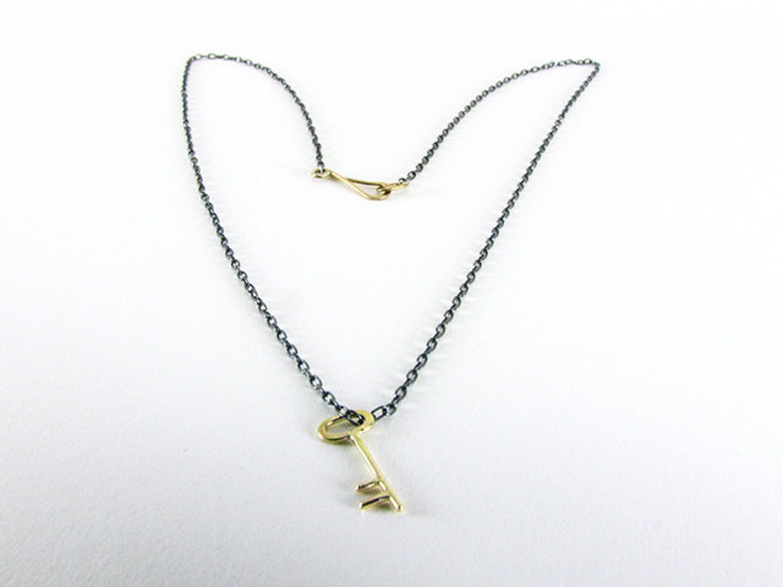 Golden Key Necklace Etsy