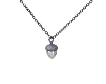 Fallen Acorn Necklace- silver oak acorn earrings on sterling silver chain, fall autumn necklace