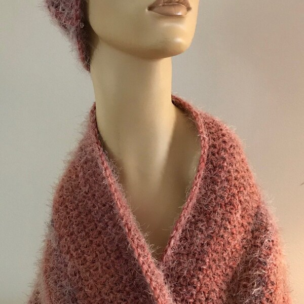 Mohair Feel Matching Hat and True Mobius Cowl