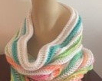 Retro Rainbow Hooded Shawl Handmade