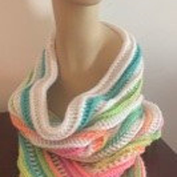 Retro Rainbow Hooded Shawl Handmade