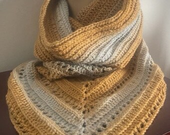 Ice Gold Crochet Hooded Shawl Handmade