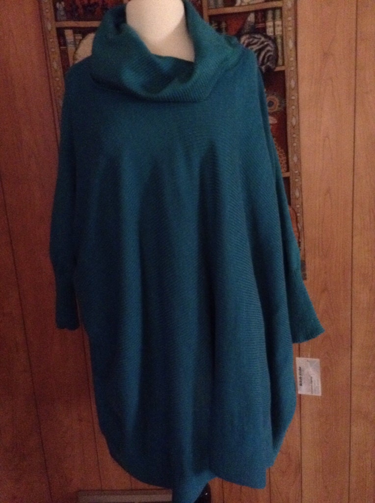 OOAK Oversized Sweater Poncho Teal | Etsy