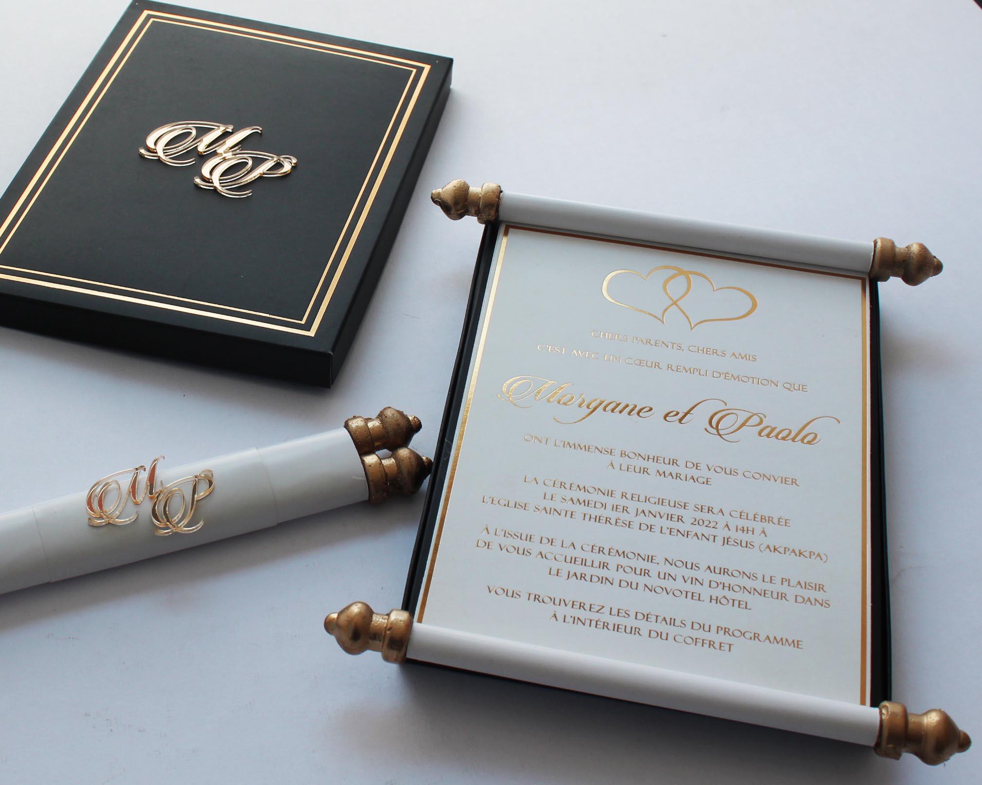 Elegant Acrylic Scroll Wedding Invitation With Foil Print - Etsy, image size:2018x1614