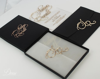 Luxury Hot Foil Stamped Acrylic Wedding Invitation - Elegant Boxed Invite
