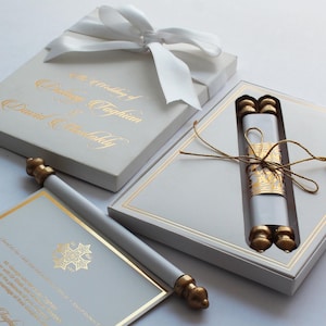 Creative Unique Scroll Customized Wedding Luxury Invitation, Custom Royal Elegant Scroll Wedding Invite Cards, Wedding Invitation with Box