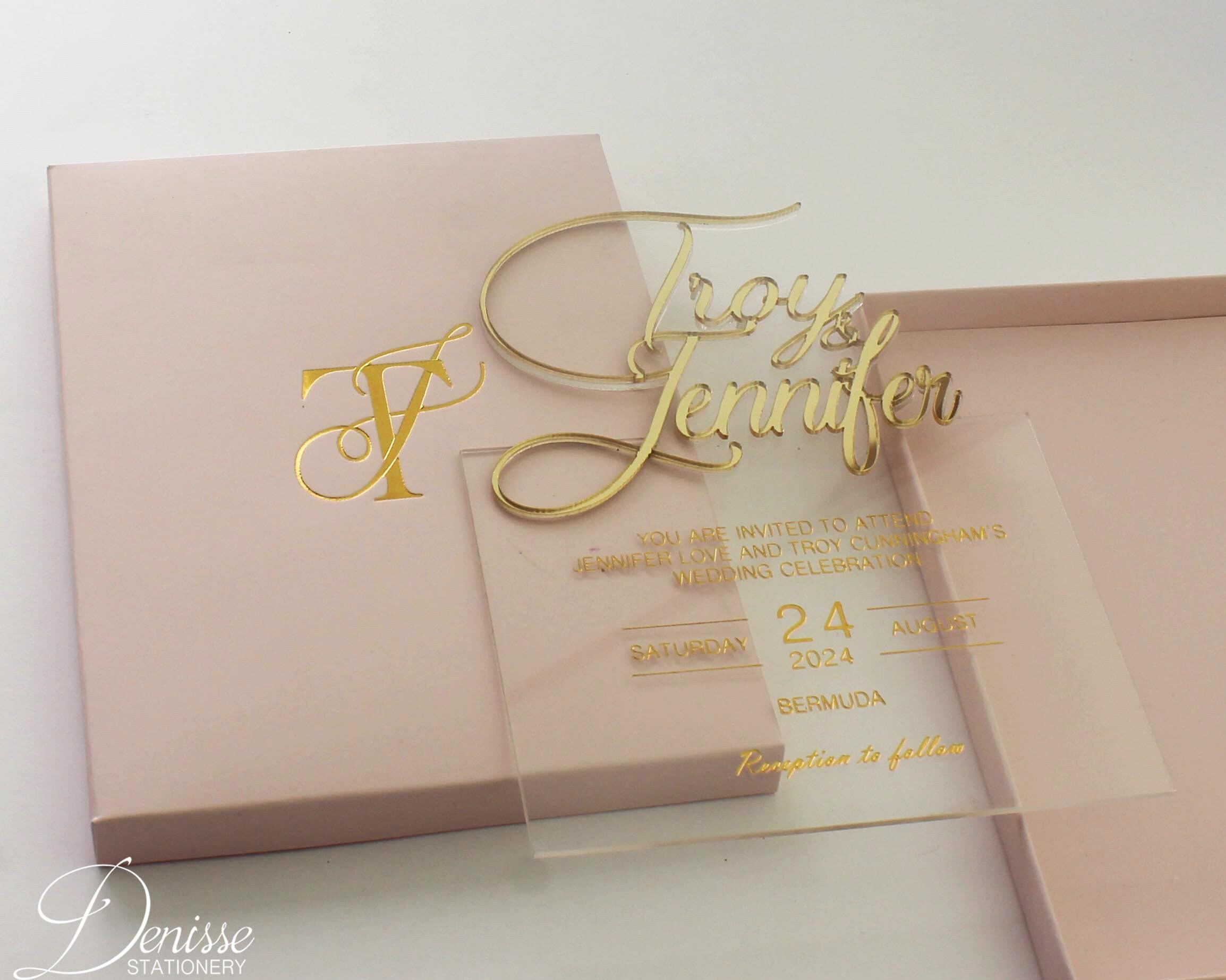 3D Acrylic Wedding Invitation: Blush