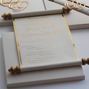 Gold Foil Royal Scroll Wedding Invitation: Luxury Boxed Invite - Etsy