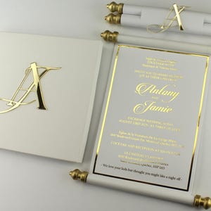 Luxus Rolle Hochzeitseinladung: Heißfolienprägung, Personalisierte Erinnerungsbox