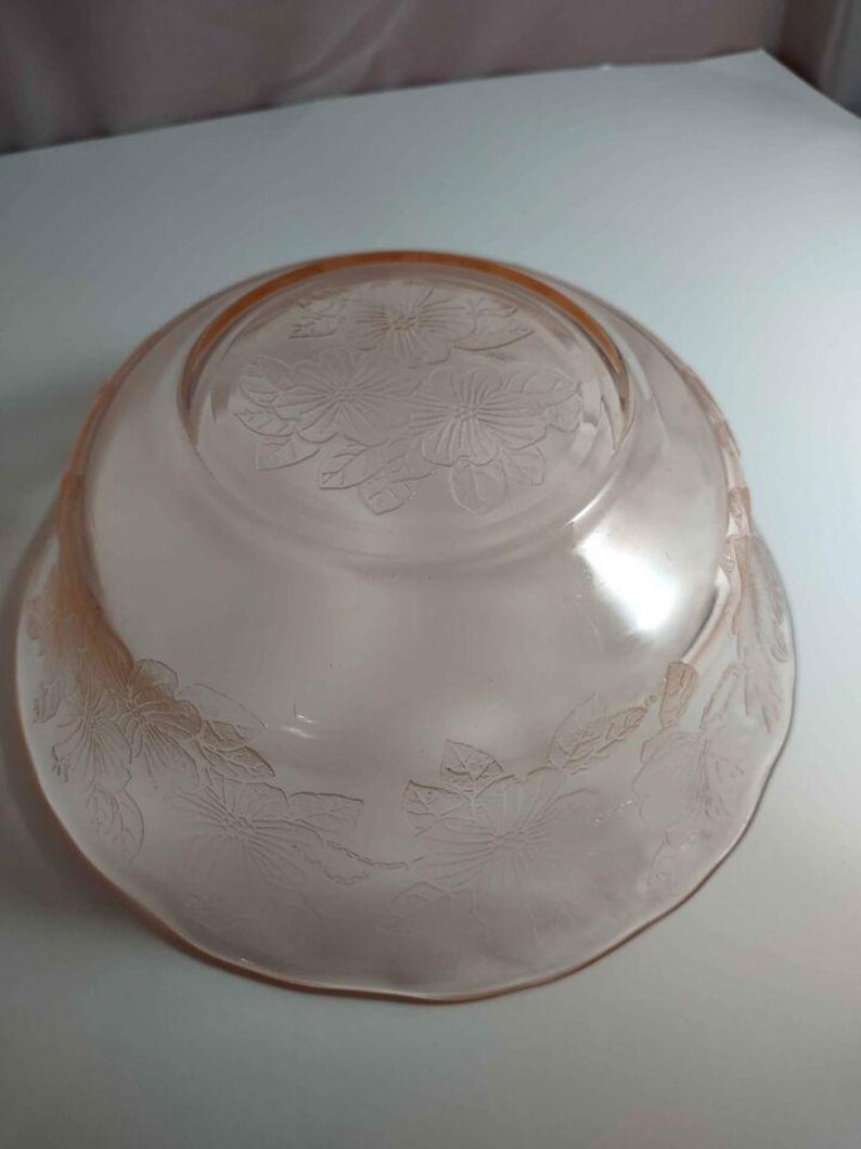 Pink Depression Glass Dogwood Pattern Serving Bowl Rare Etsy
