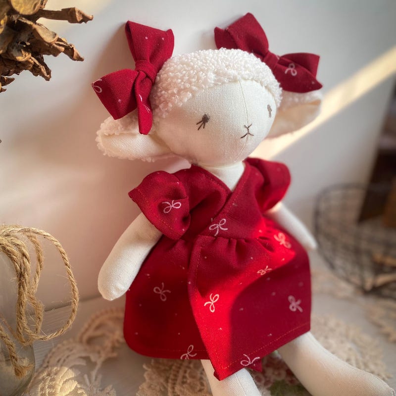 A Little Swag Pretty Stuffed Sheep Red main image 0