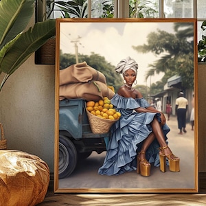 Black Woman Art Canvas: Caribbean Bohemian Art Print