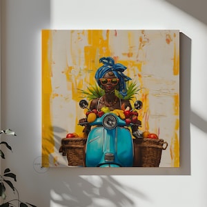 Black Woman Art Print, Black Woman Boho Art, Caribbean Woman Art, Fruit Lady Art, Caribbean Art, Black Wall Home Decor, African Art Prints