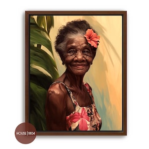 Elder Art, Black Woman Boho Art, Caribbean Woman Art, Gift for Grandmother, Caribbean Art, Haitian Art, African American Art Prints