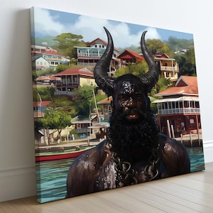 Jab Jab, Impresión artística de Granada, Póster de viaje del Carnaval de Granada, Impresión de arte mural de viajes de Granada, Impresión artística de Jouvert, Obra de arte de Granada, Regalo de Granada