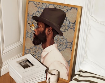 Black Man Art Print: Modern Afrocentric Canvas Decor