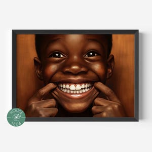 Black Boy Joy Art Print: Smiling Portrait, Kids Room Wall Decor