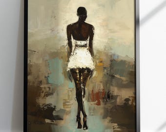 Schwarze Frau Kunstdruck, Afrocentric Silhouette, Boho Wanddeko